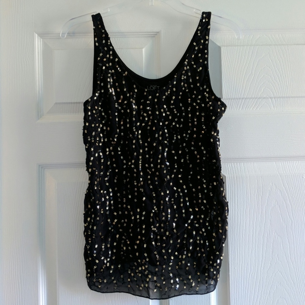 Black chiffon top with beading